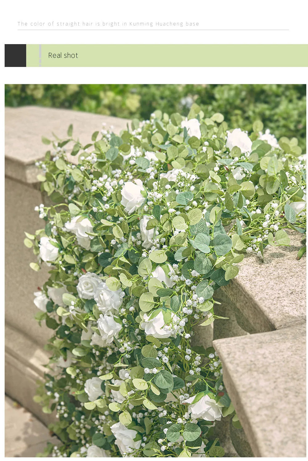 Rose Gypsophila Vine with Eucalyptus Garland Artificial Flowers