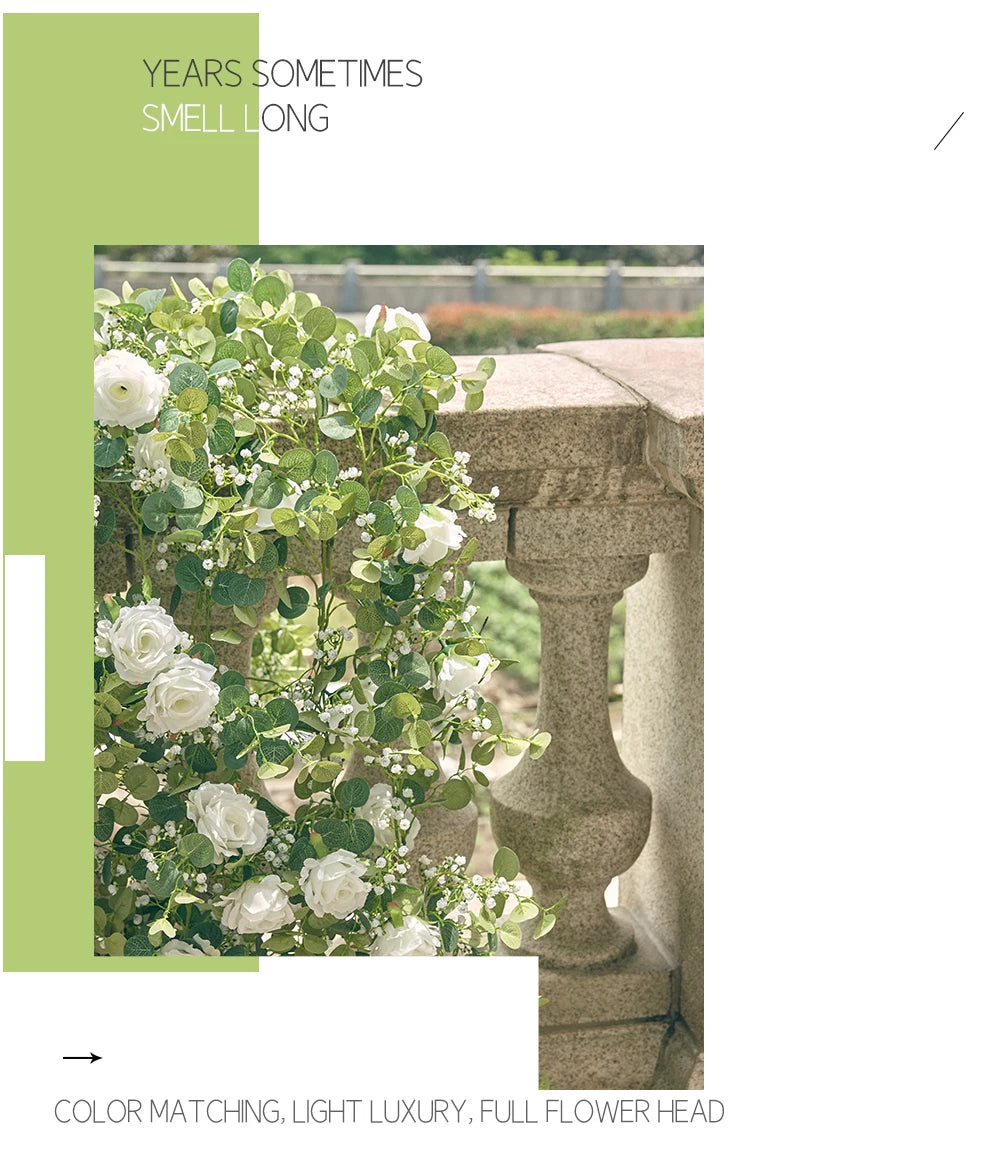 Rose Gypsophila Vine with Eucalyptus Garland Artificial Flowers