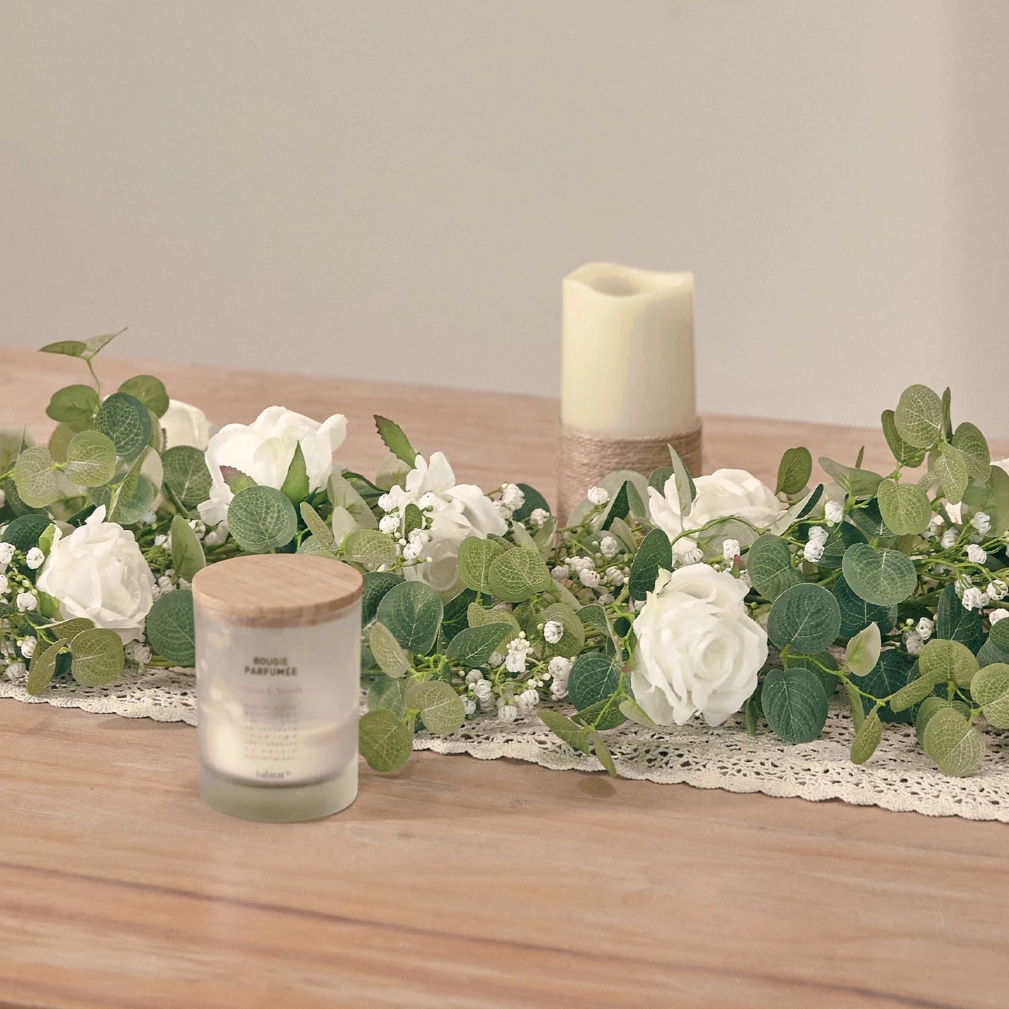 Rose Gypsophila Vine with Eucalyptus Garland Artificial Flowers
