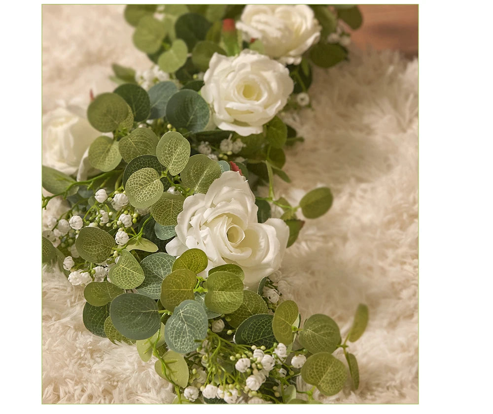 Rose Gypsophila Vine with Eucalyptus Garland Artificial Flowers