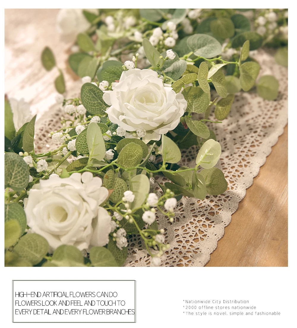 Rose Gypsophila Vine with Eucalyptus Garland Artificial Flowers
