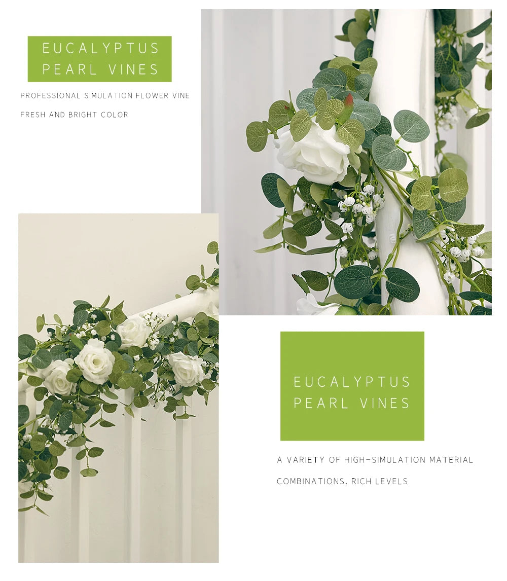 Rose Gypsophila Vine with Eucalyptus Garland Artificial Flowers