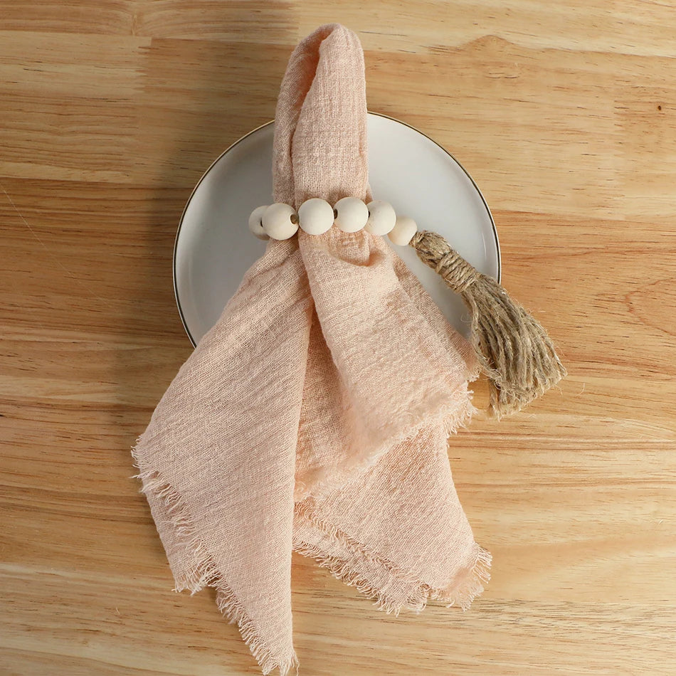 Cotton Linen Blended Table Runner, Hand-woven Tassels Perfect