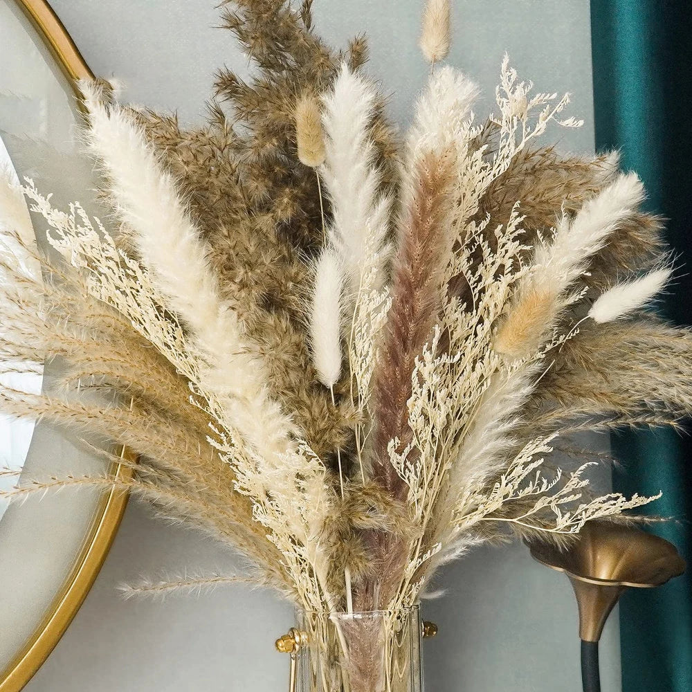 Pampas Grass Decor Bouquet Natural Fluffy Dried Flowers