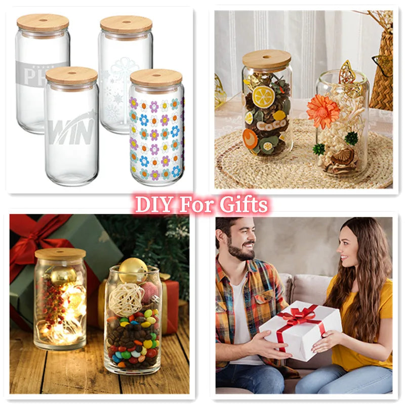 6pcs Set Glass Cup With Lid
