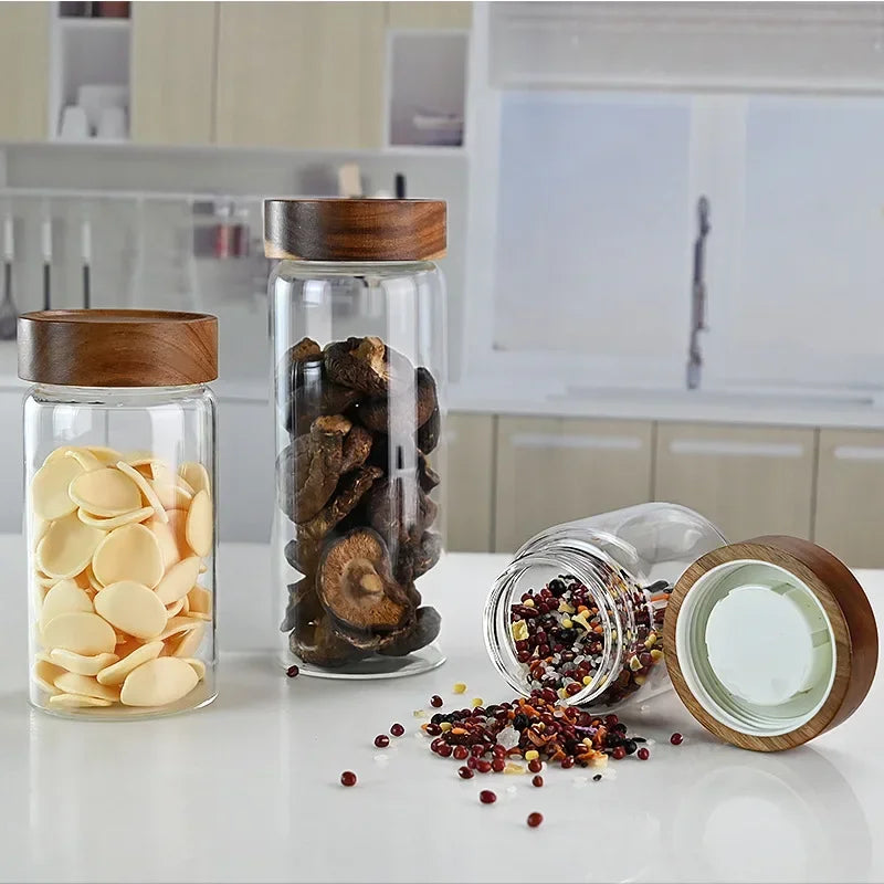 Acacia Wood Glass Storage Jar