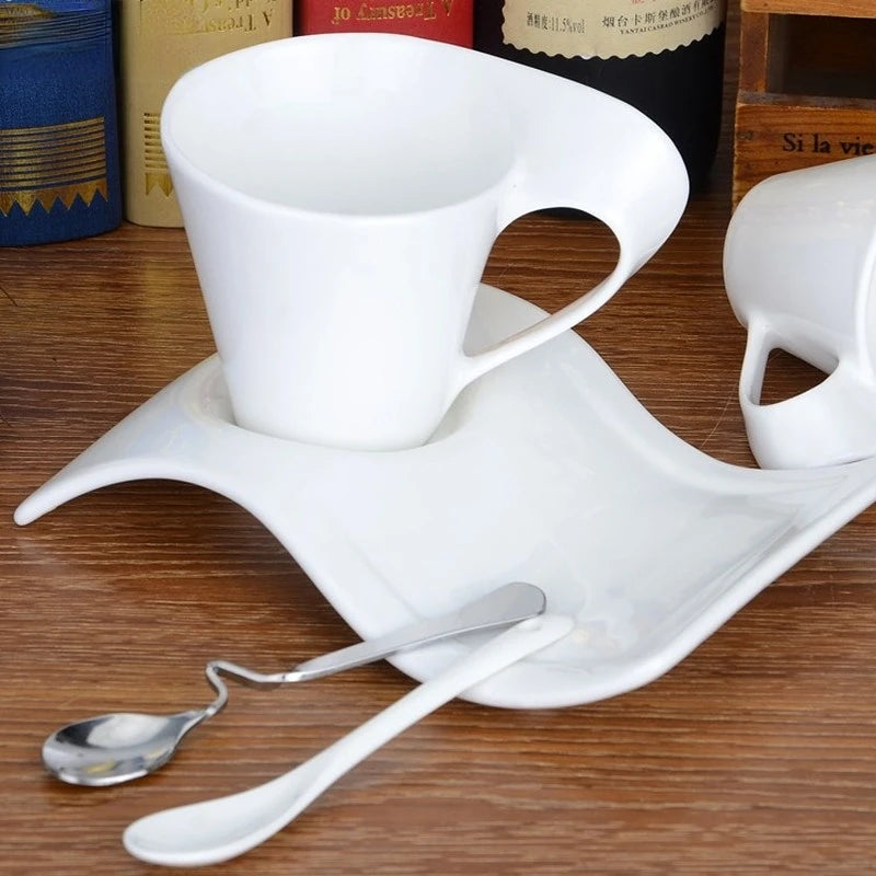 Espresso Coffee Cup European Ceramic Mug with Spoon and Cup Holder