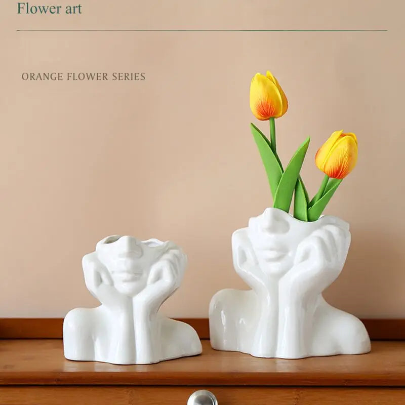 Nordic Portable Vase White Ceramic Flower Vase