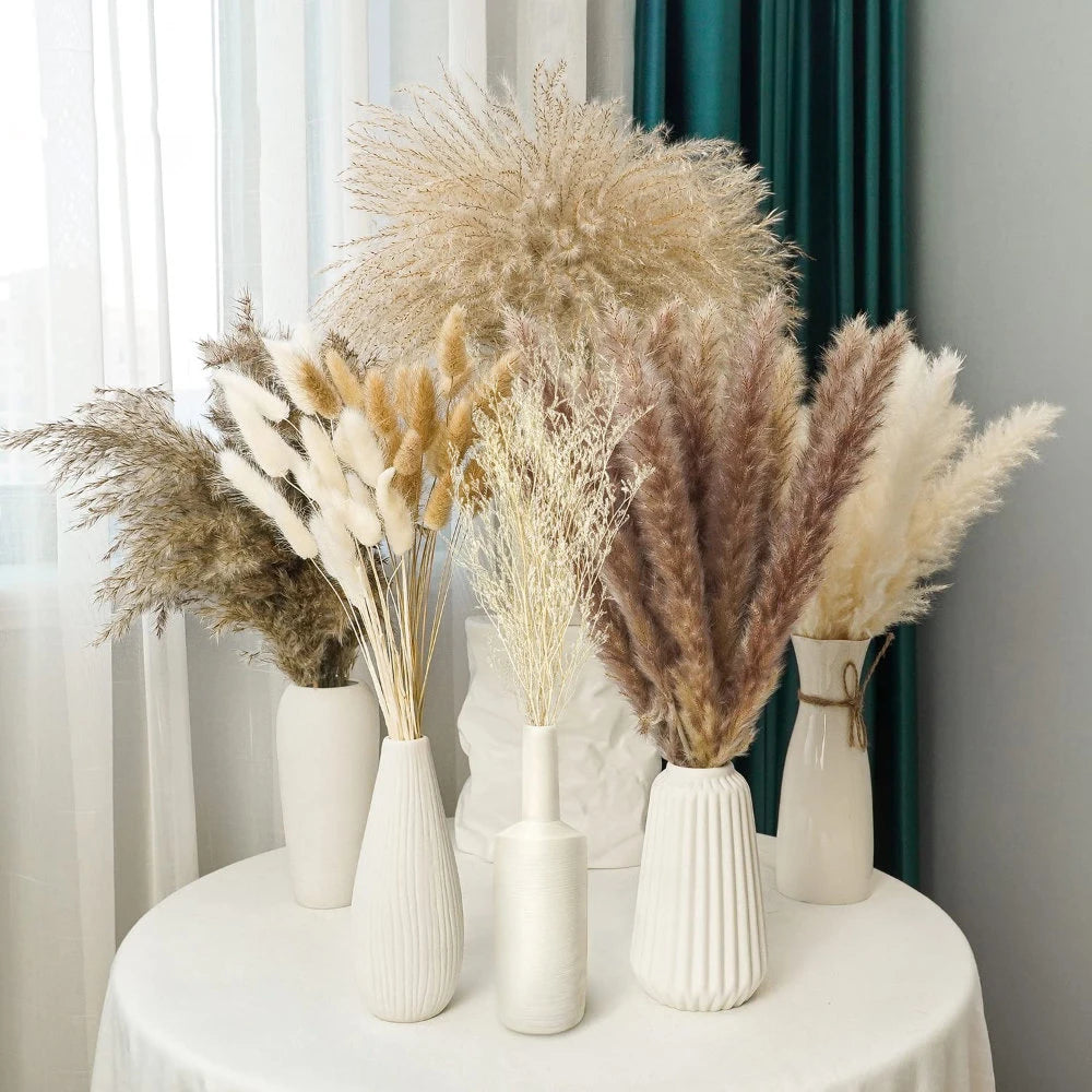 Pampas Grass Decor Bouquet Natural Fluffy Dried Flowers
