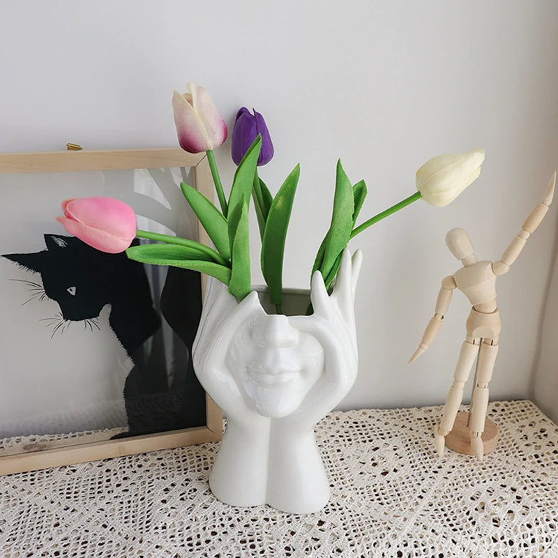 Nordic Portable Vase White Ceramic Flower Vase