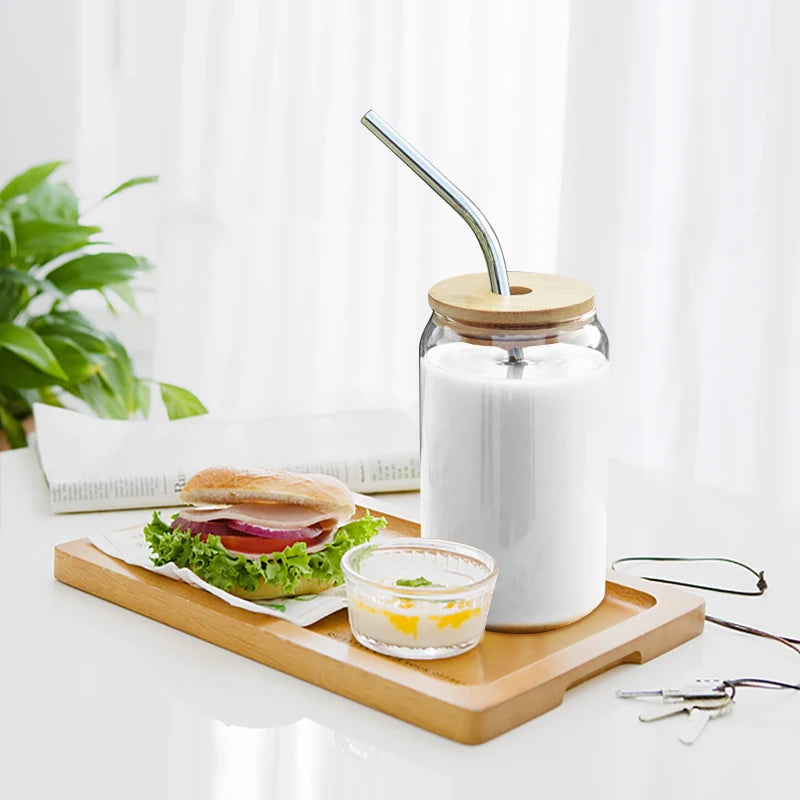 6pcs Set Glass Cup With Lid