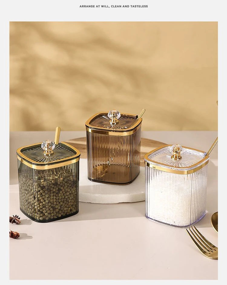 Creative Transparent Stripe Kitchen Spice Jars