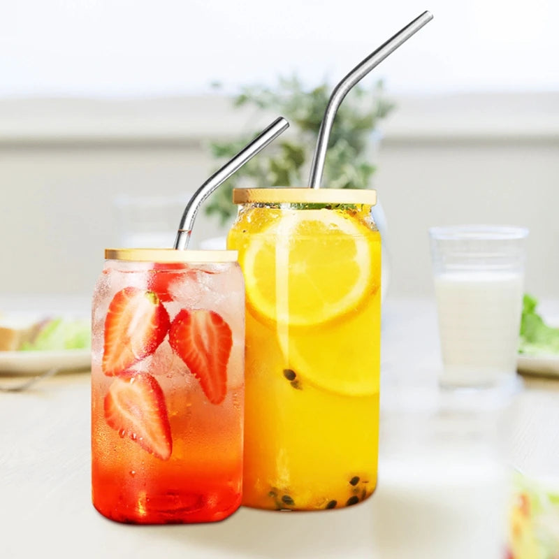 6pcs Set Glass Cup With Lid