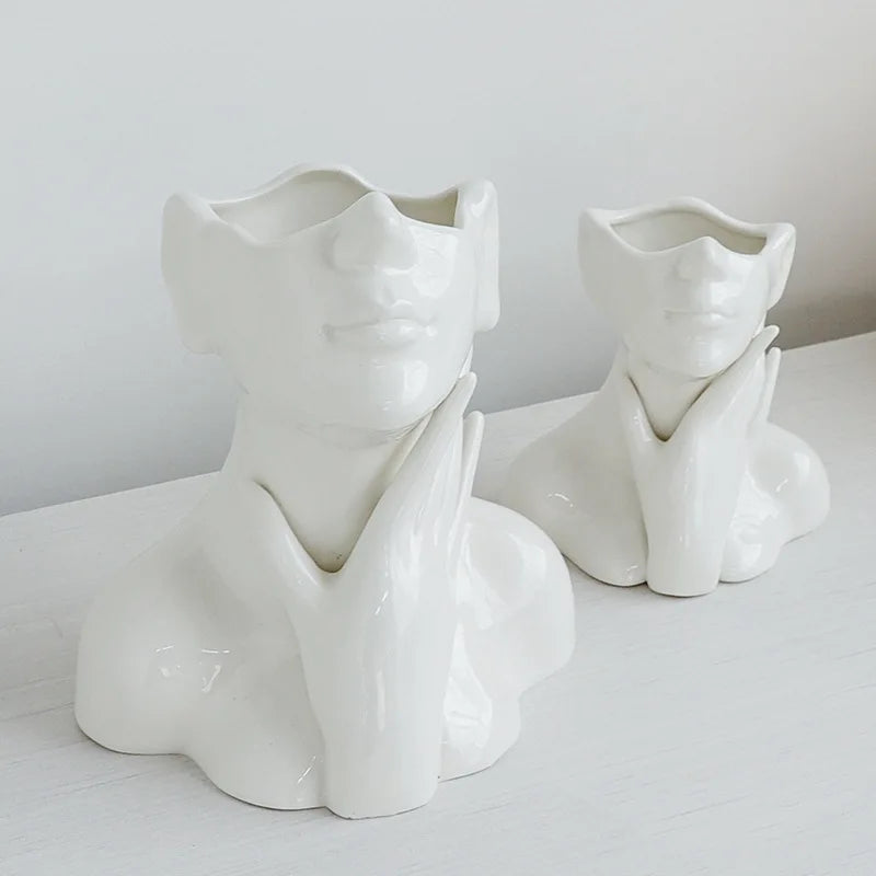 Nordic Portable Vase White Ceramic Flower Vase