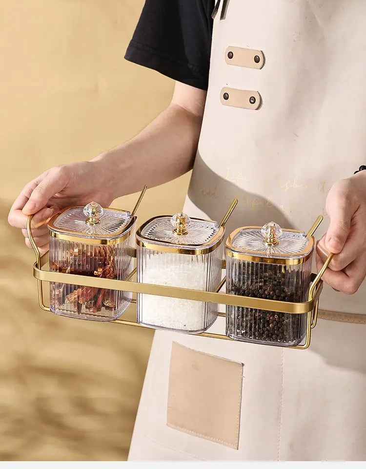 Creative Transparent Stripe Kitchen Spice Jars
