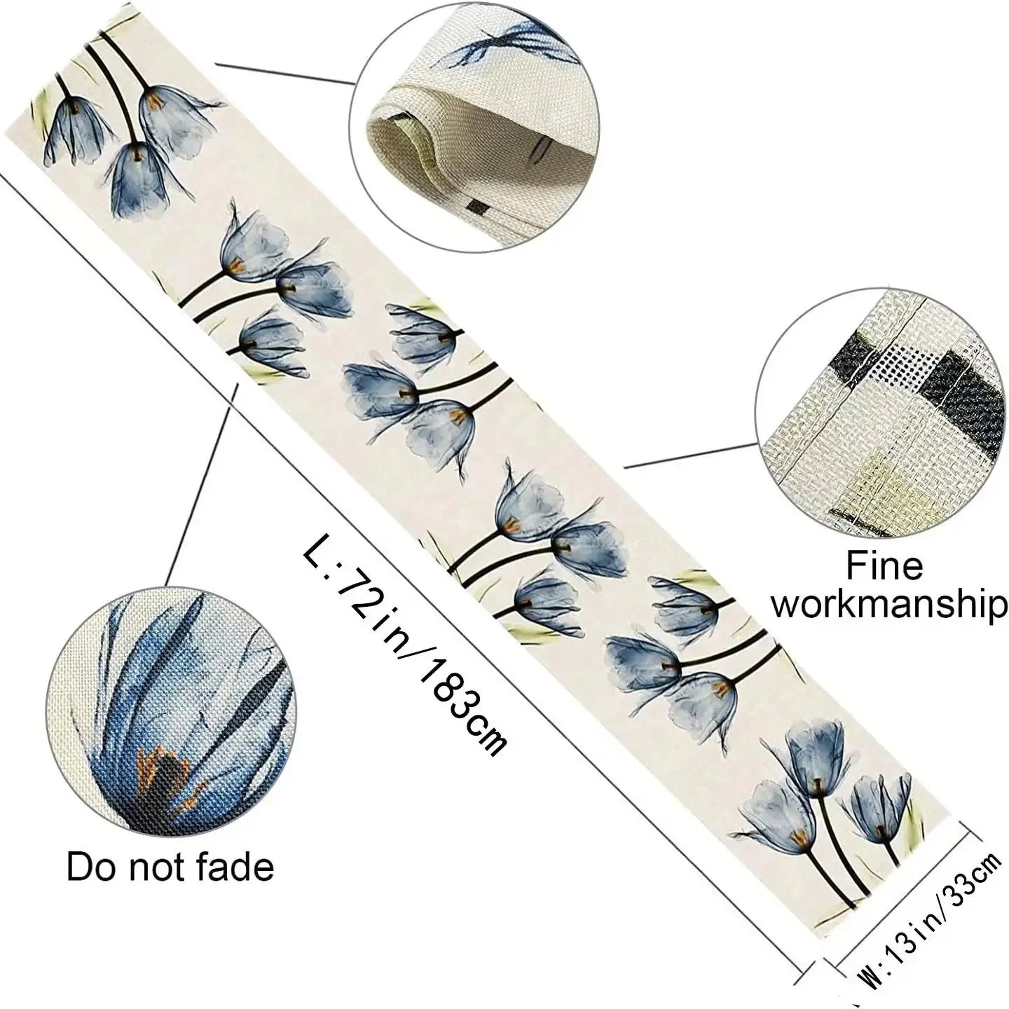 Tulip Linen Table Runner 13X70 Inch
