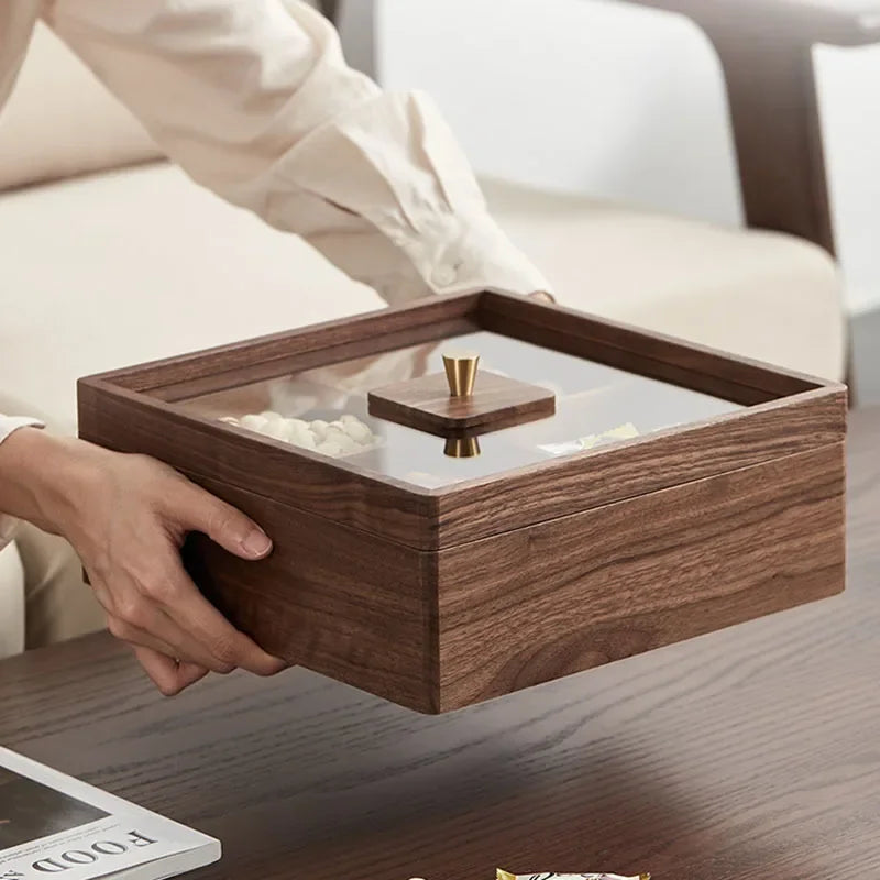 Premium Light Luxury Walnut Snack Storage Box