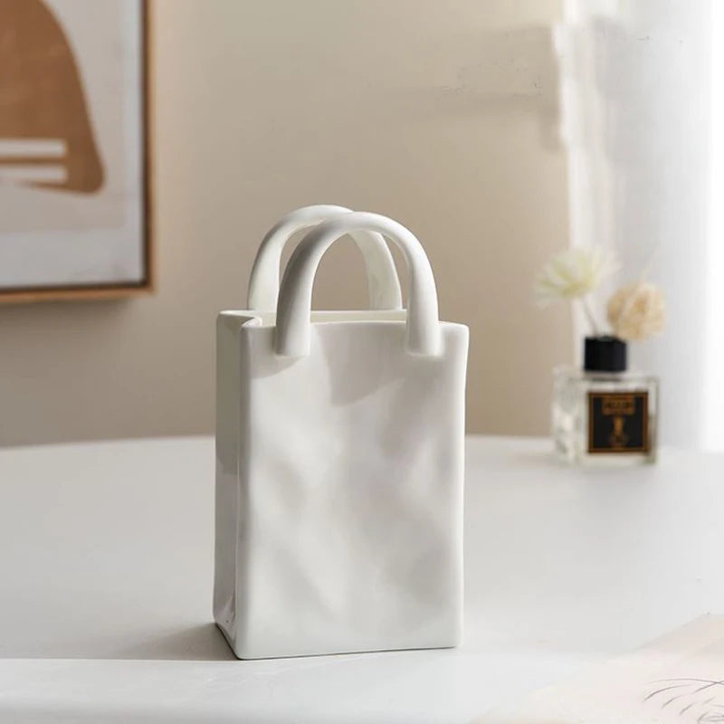 Nordic Portable Vase White Ceramic Flower Vase