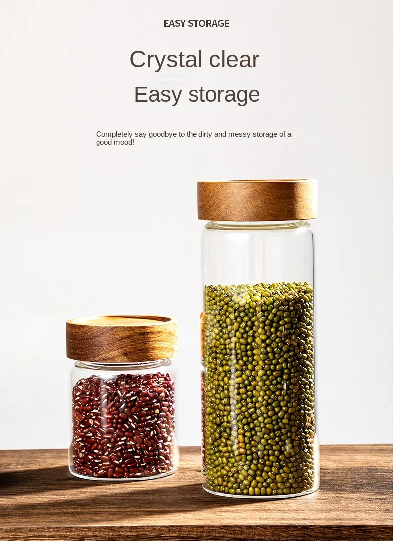 Acacia Wood Glass Storage Jar