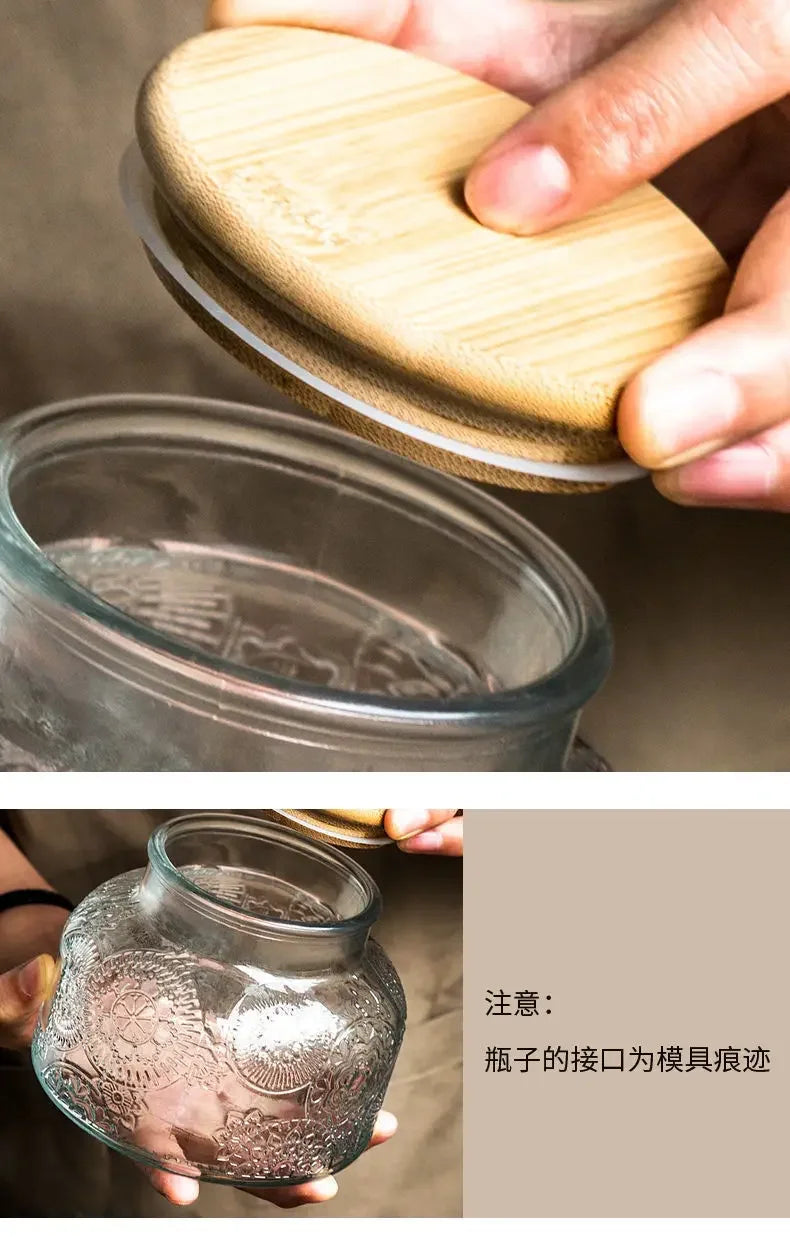 Glass Storage Jar of Crabapple Flower Clear Candy Box
