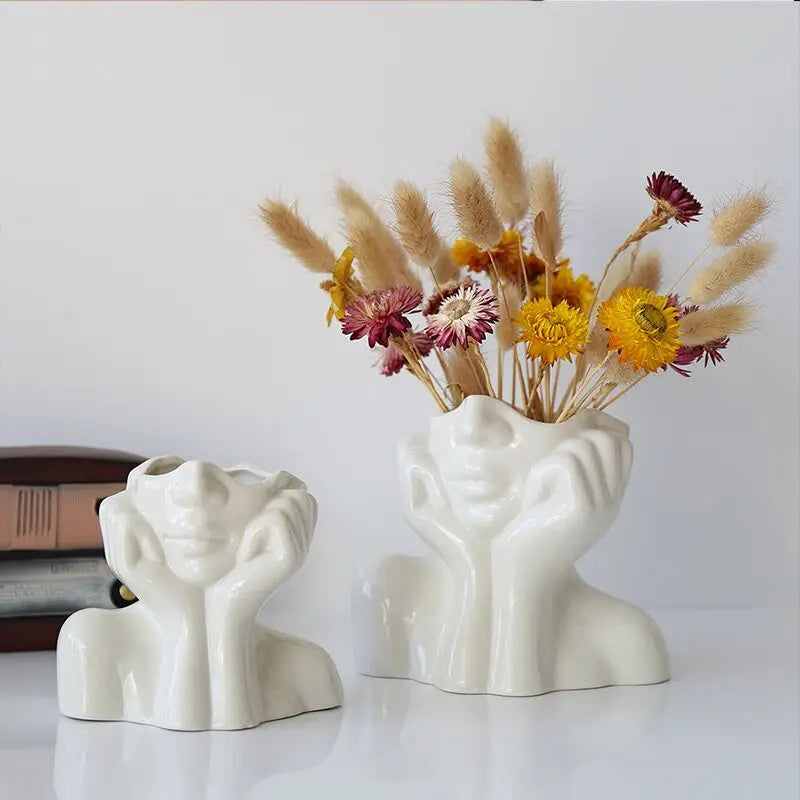 Nordic Portable Vase White Ceramic Flower Vase