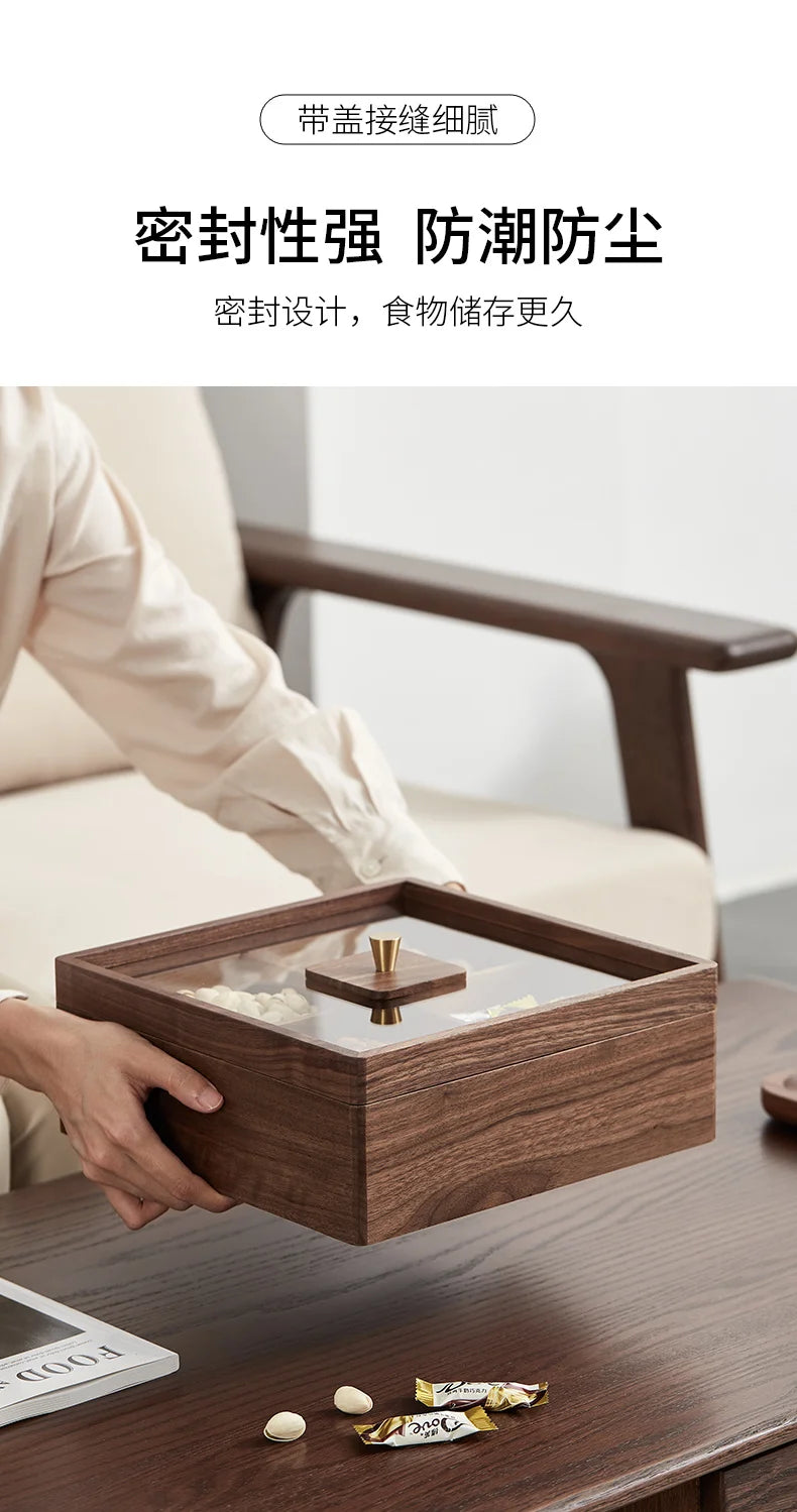 Premium Light Luxury Walnut Snack Storage Box