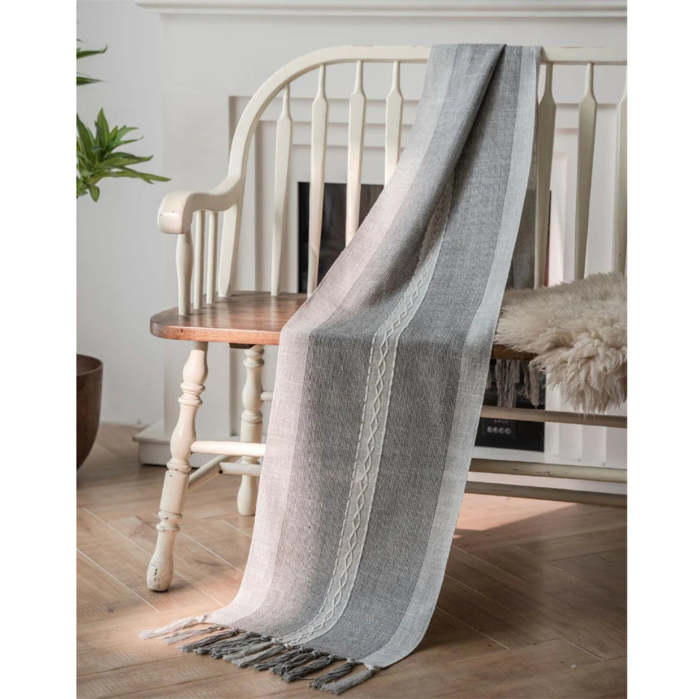 Green Nordic Jacquard Geometric Table Runner