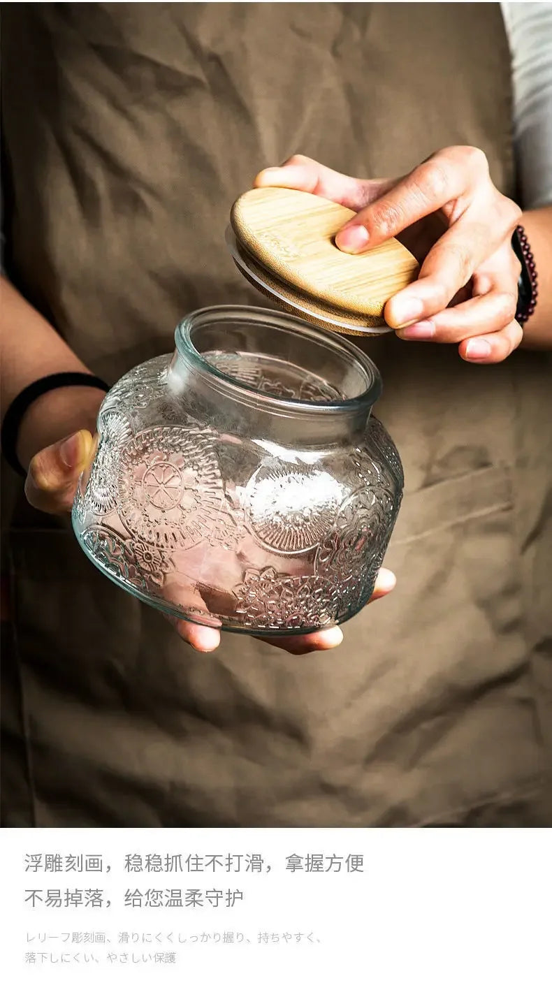 Glass Storage Jar of Crabapple Flower Clear Candy Box