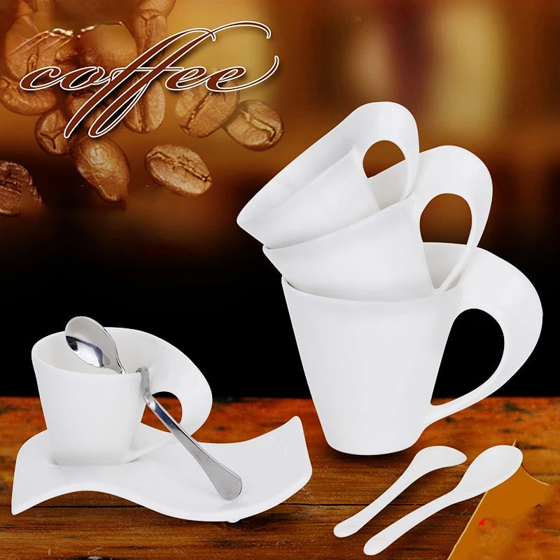 Espresso Coffee Cup European Ceramic Mug with Spoon and Cup Holder
