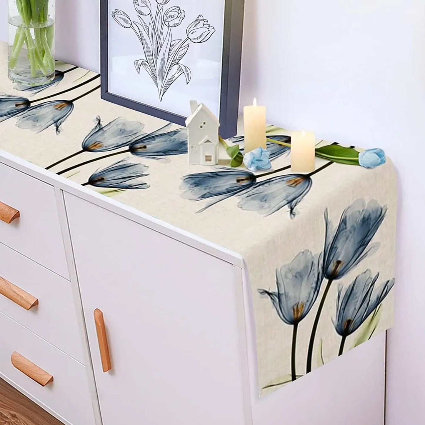 Tulip Linen Table Runner 13X70 Inch