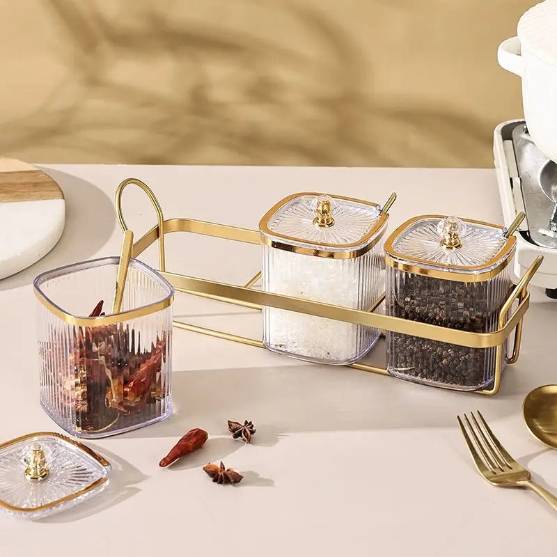 Creative Transparent Stripe Kitchen Spice Jars