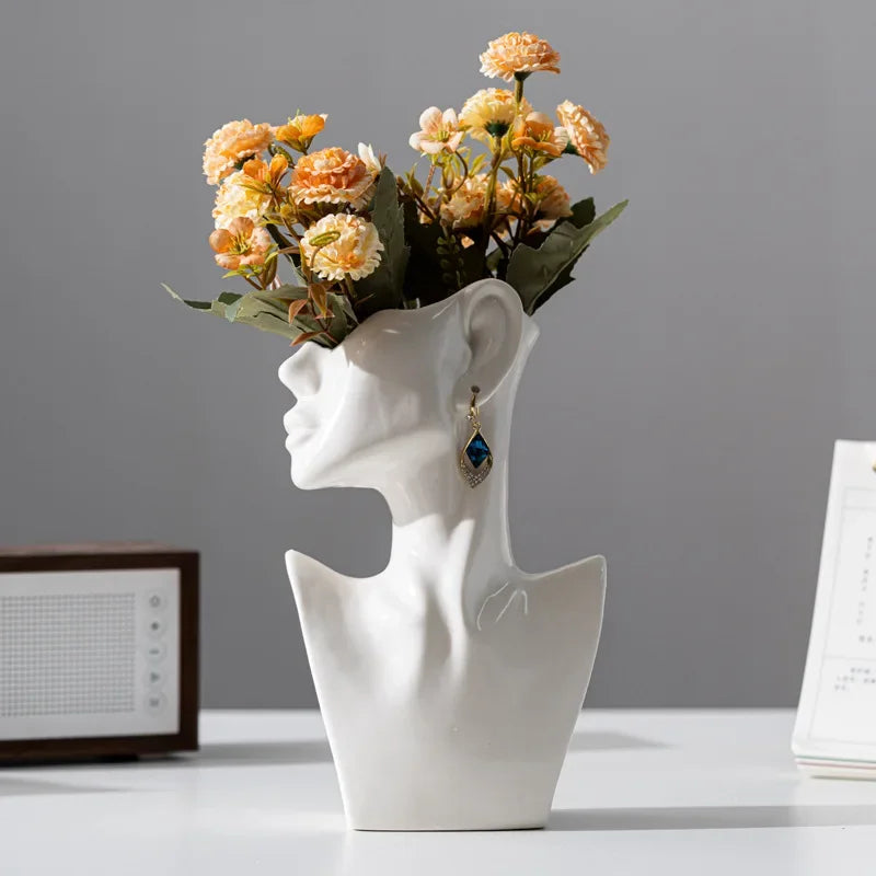 Modern Ceramic Abstract Side Face Vase