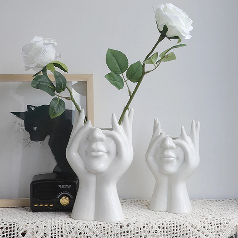 Nordic Portable Vase White Ceramic Flower Vase