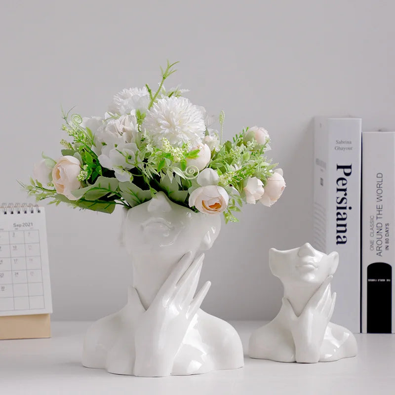 Nordic Portable Vase White Ceramic Flower Vase
