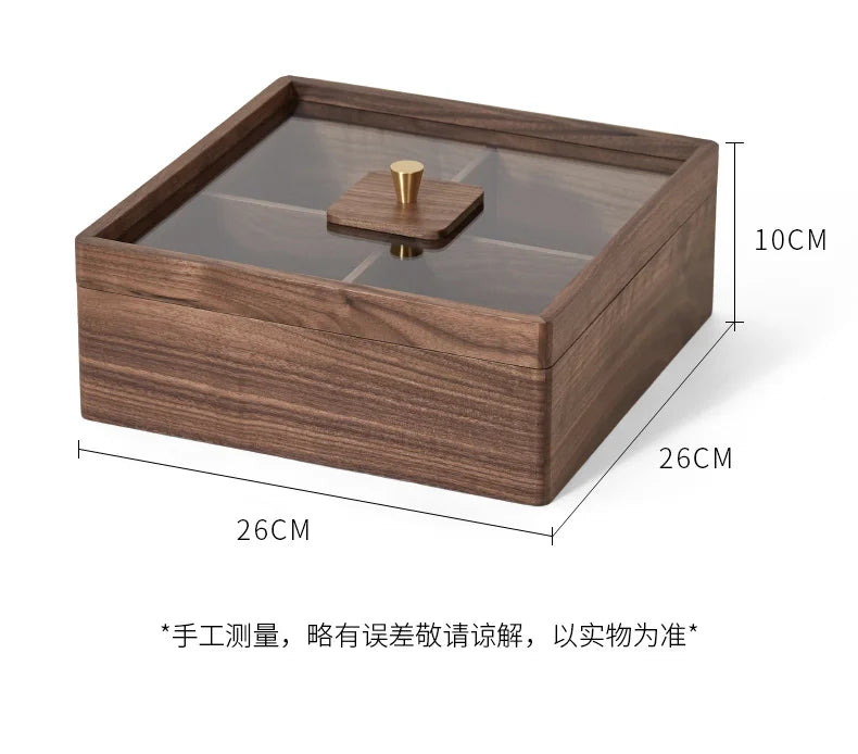 Premium Light Luxury Walnut Snack Storage Box