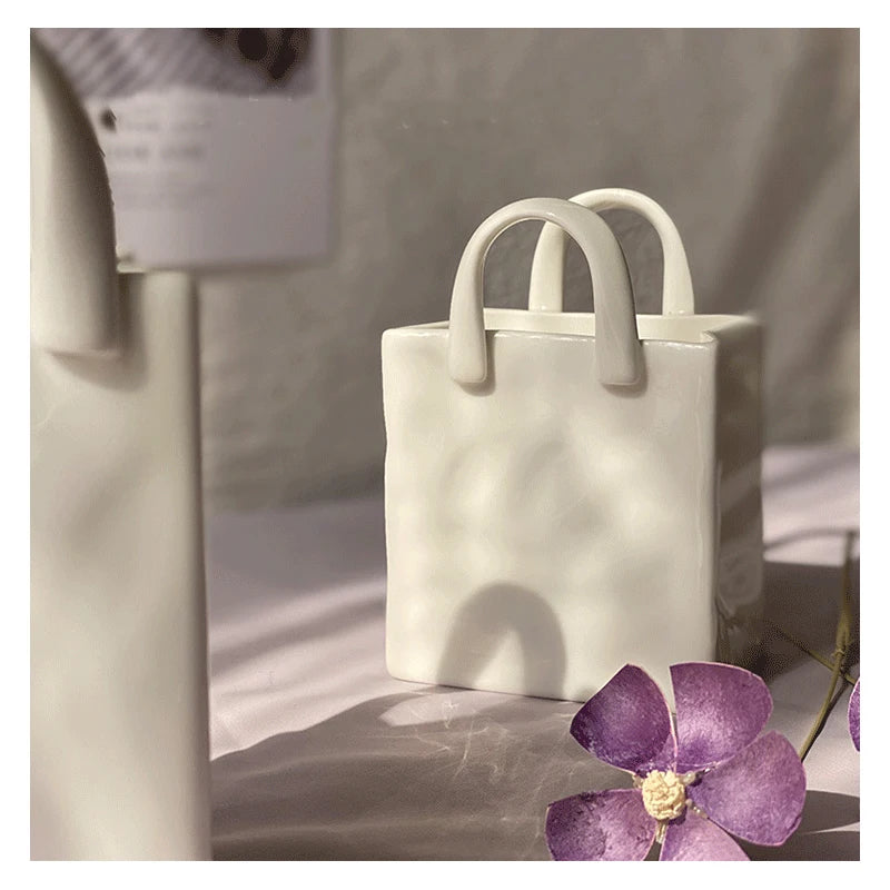 Nordic Portable Vase White Ceramic Flower Vase