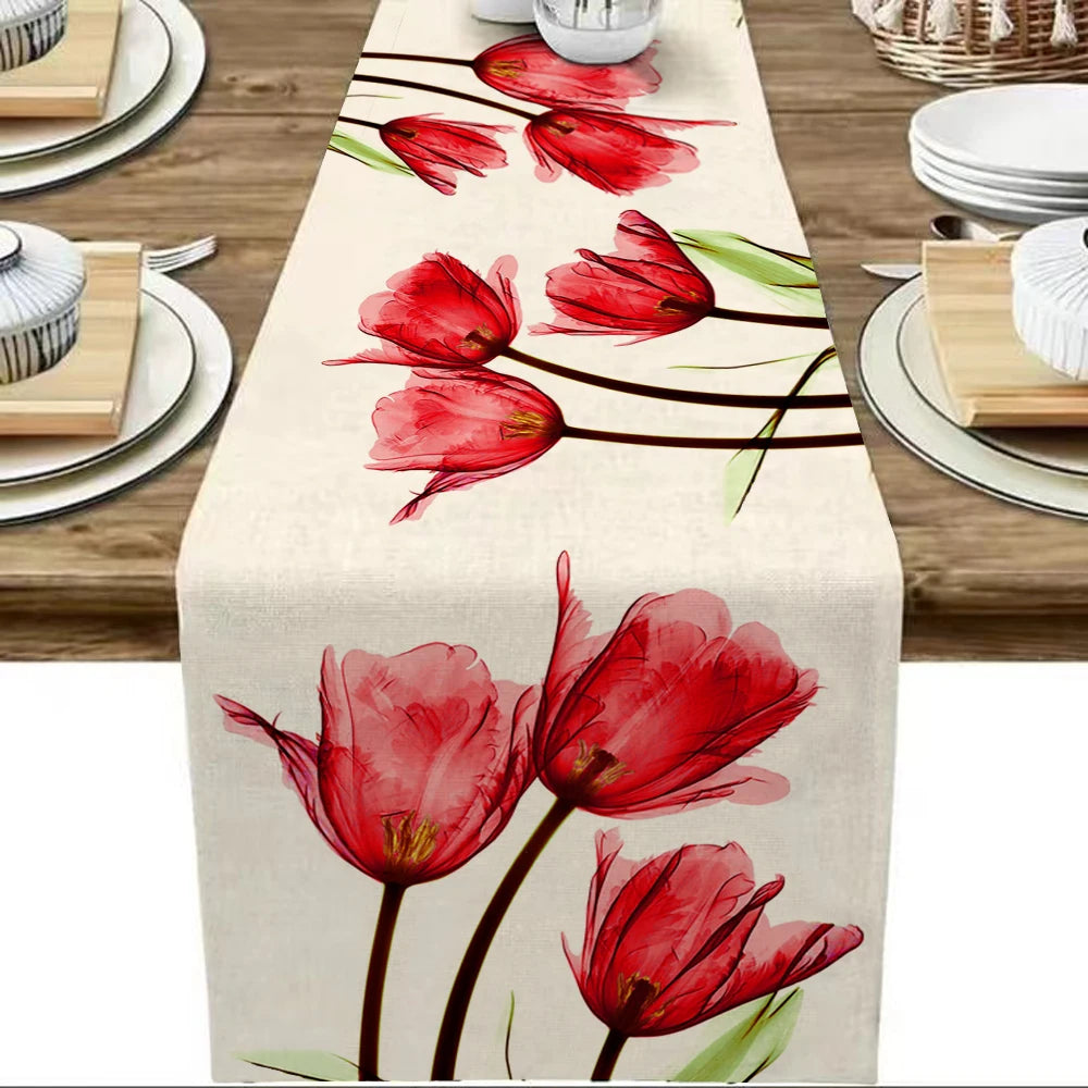 Tulip Linen Table Runner 13X70 Inch