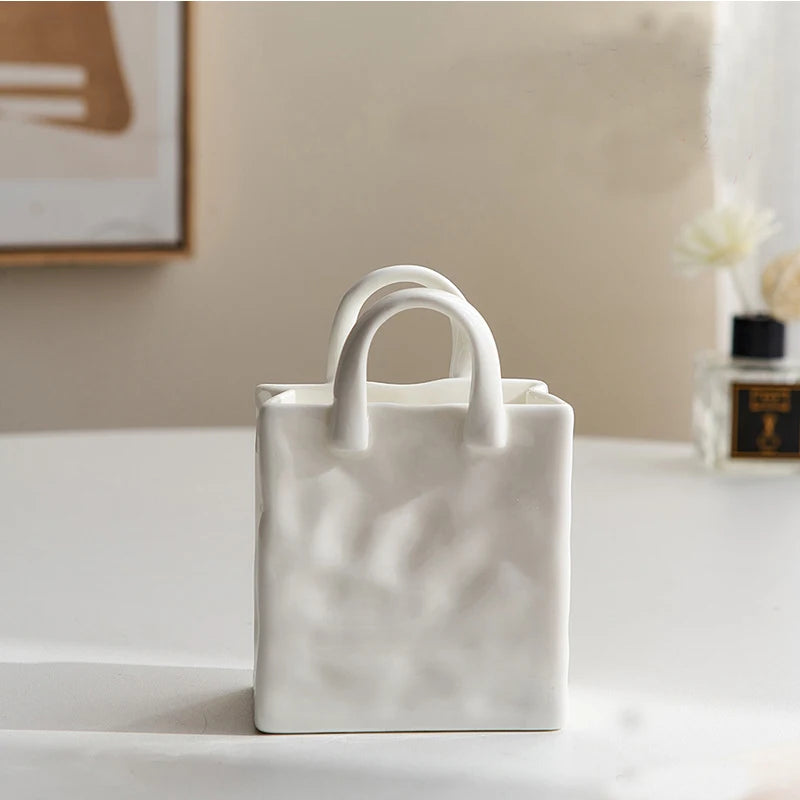 Nordic Portable Vase White Ceramic Flower Vase