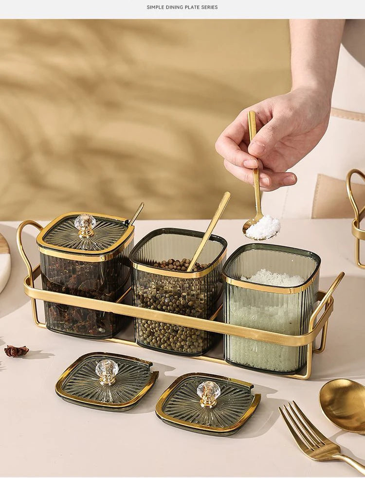 Creative Transparent Stripe Kitchen Spice Jars