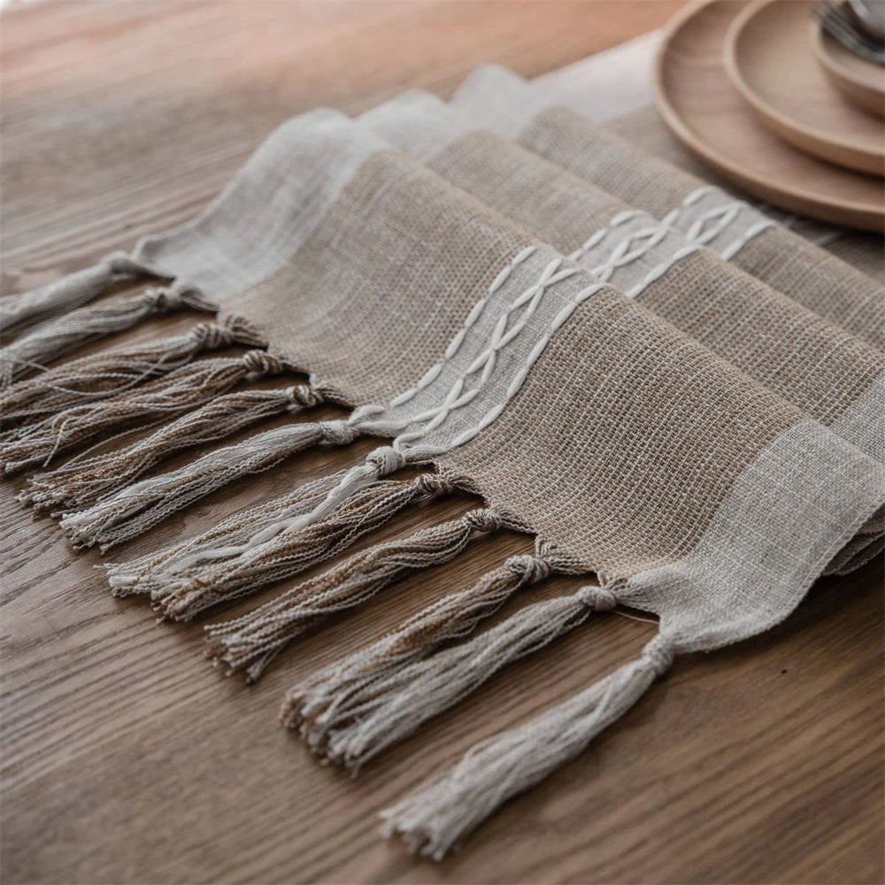 Green Nordic Jacquard Geometric Table Runner