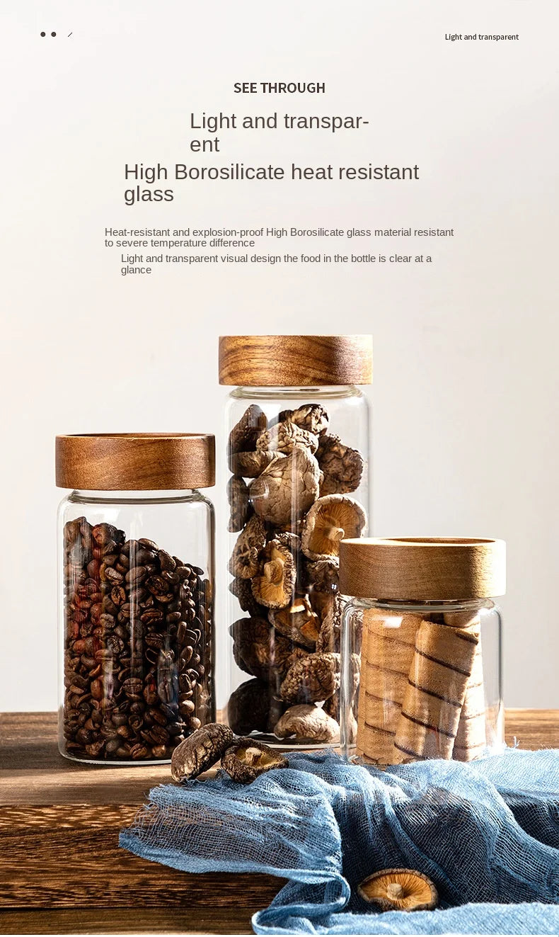 Acacia Wood Glass Storage Jar