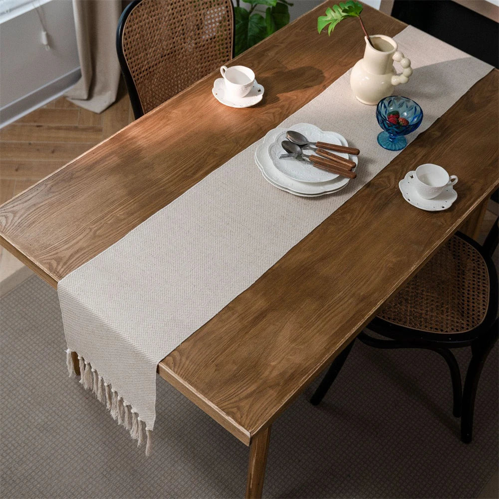 Green Nordic Jacquard Geometric Table Runner