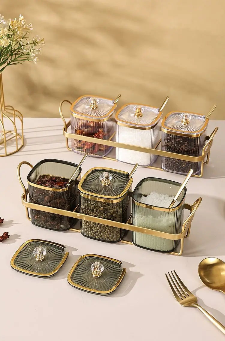 Creative Transparent Stripe Kitchen Spice Jars