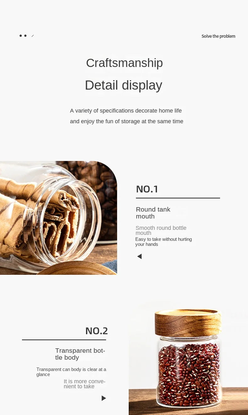 Acacia Wood Glass Storage Jar