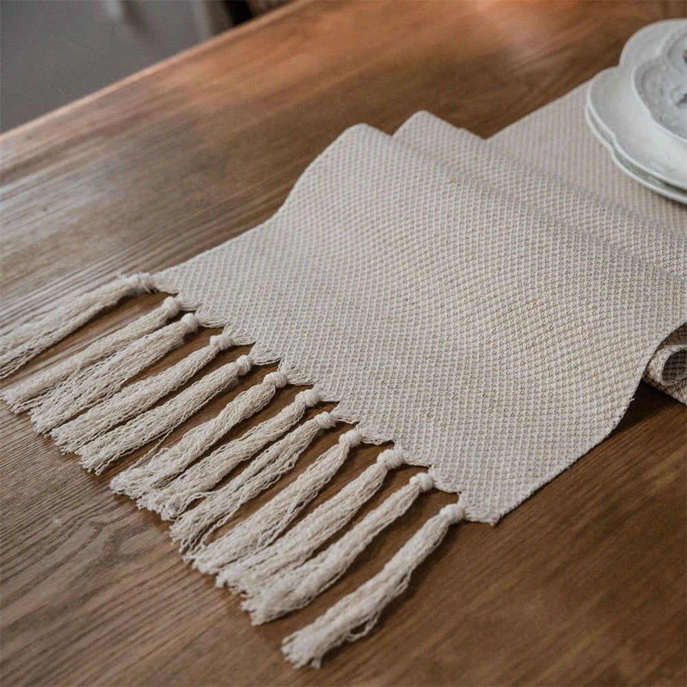 Green Nordic Jacquard Geometric Table Runner