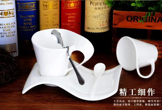 Espresso Coffee Cup European Ceramic Mug with Spoon and Cup Holder