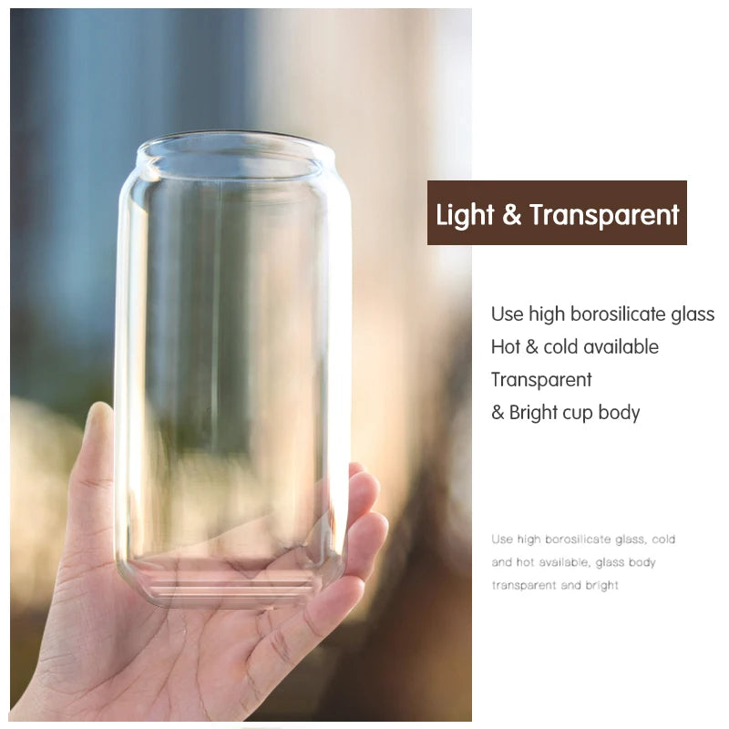 6pcs Set Glass Cup With Lid