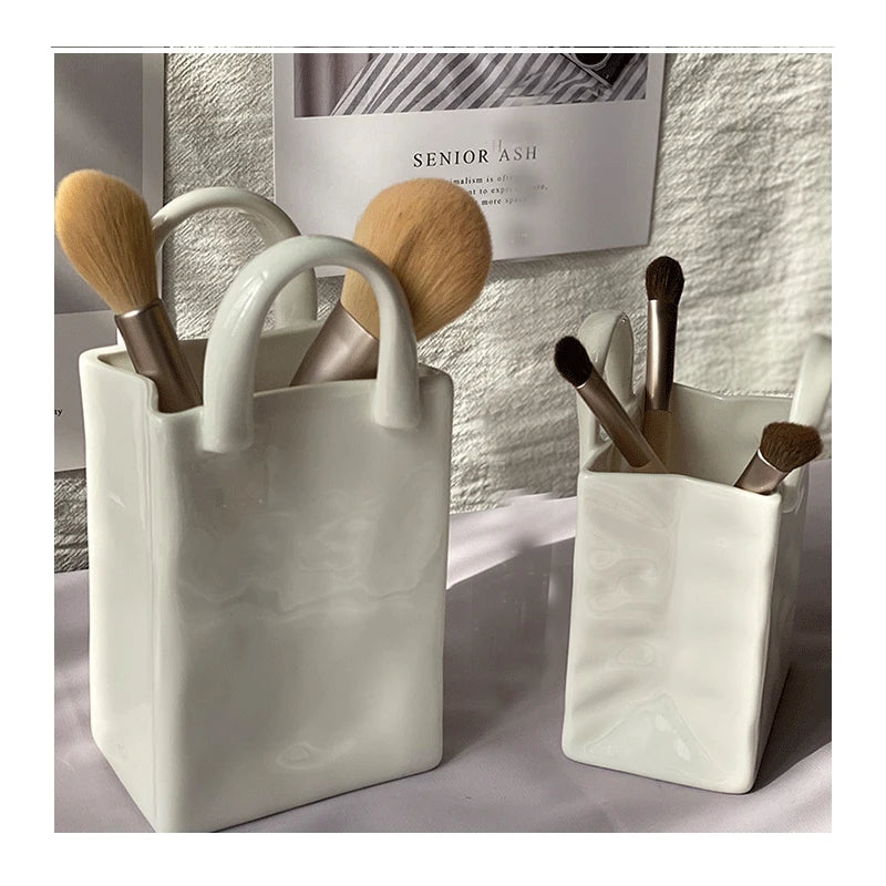 Nordic Portable Vase White Ceramic Flower Vase
