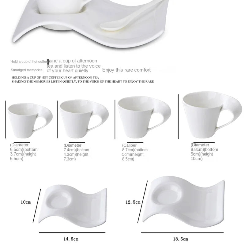 Espresso Coffee Cup European Ceramic Mug with Spoon and Cup Holder