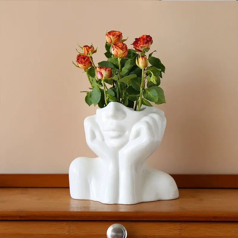 Nordic Portable Vase White Ceramic Flower Vase